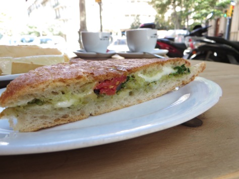 Yummie panini snack at Molika Cafe on our way to Park Guell