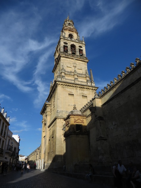 La Mezquita's beautiful clock tower from outside of the courtyard