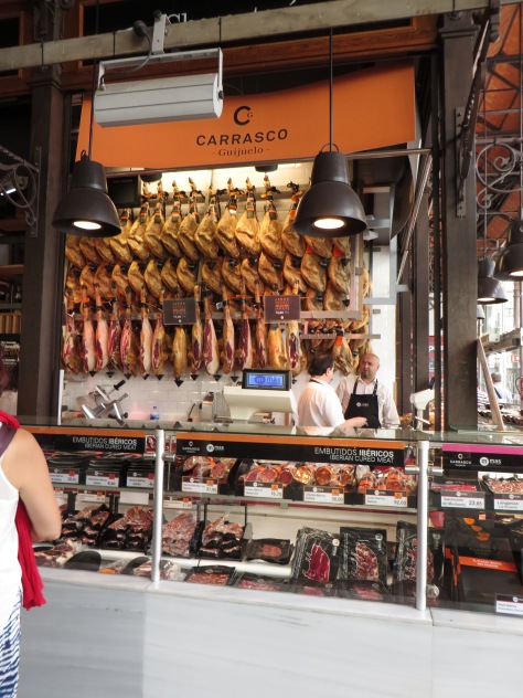 One the numerous food stalls in the Mercado de San Miguel...MEAT